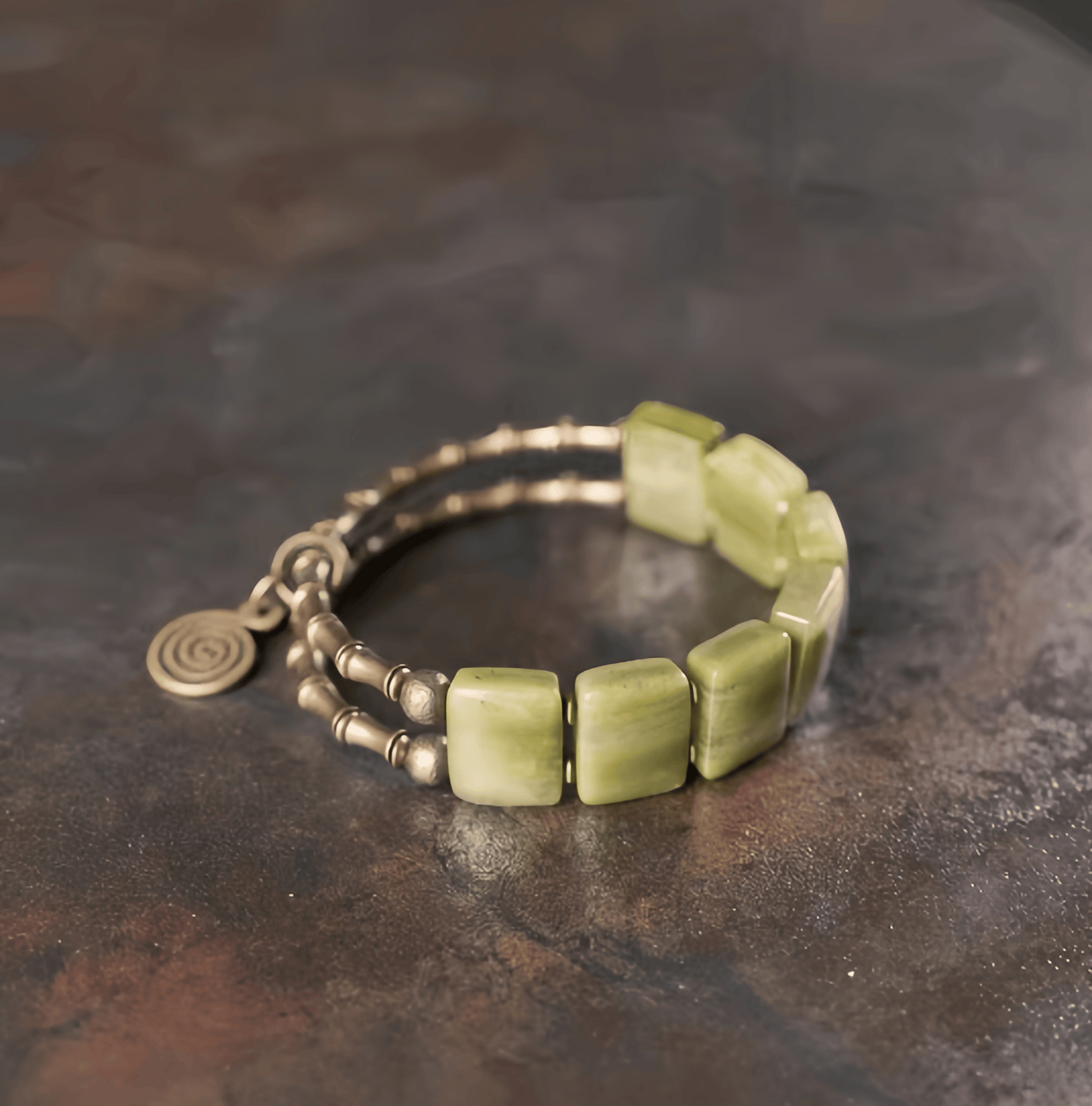 Energy Luxury Handmade Green Serpentine Jade Bracelet – Vintage Unique Jewelry for Men & Women