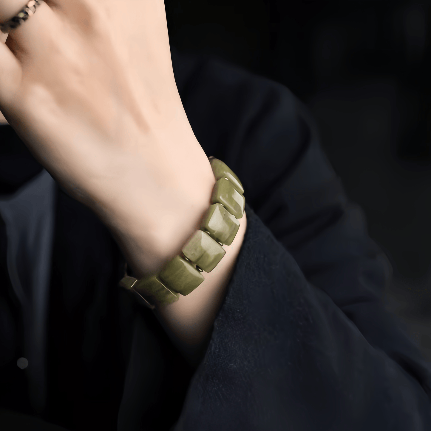 Energy Luxury Handmade Green Serpentine Jade Bracelet – Vintage Unique Jewelry for Men & Women