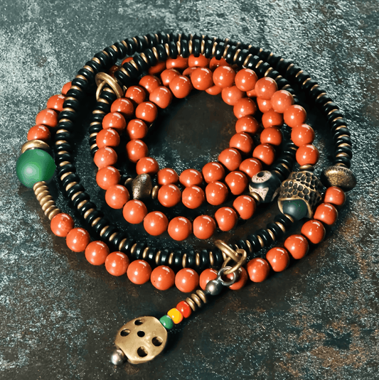 Energy Luxury Multi-Strand Red Stone Bracelet Featuring Sandalwood