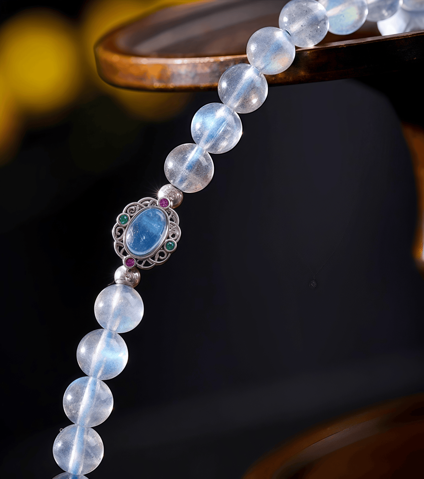 Ocean Glow Double Strand Bracelet – Aquamarine & Moonstone Crystals