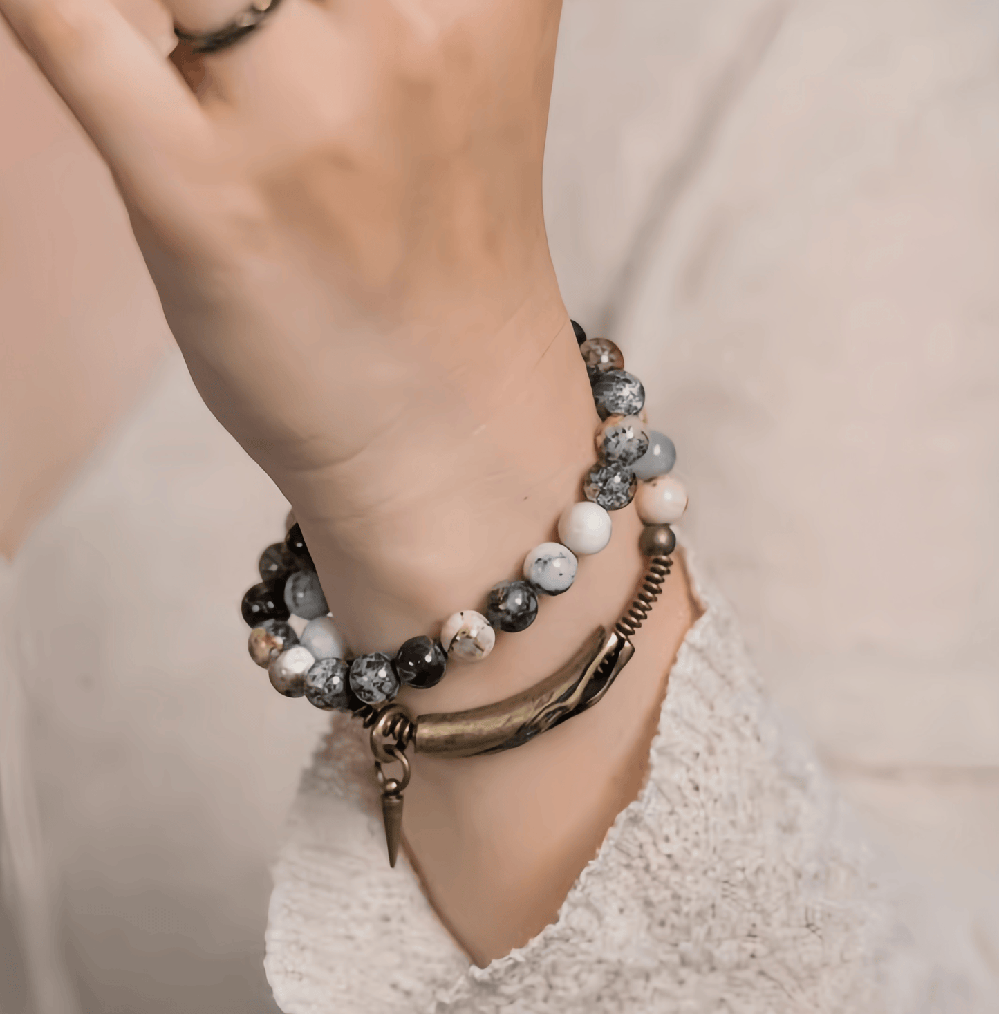 Energy Luxury Original Design Black Opal Agate Bracelet