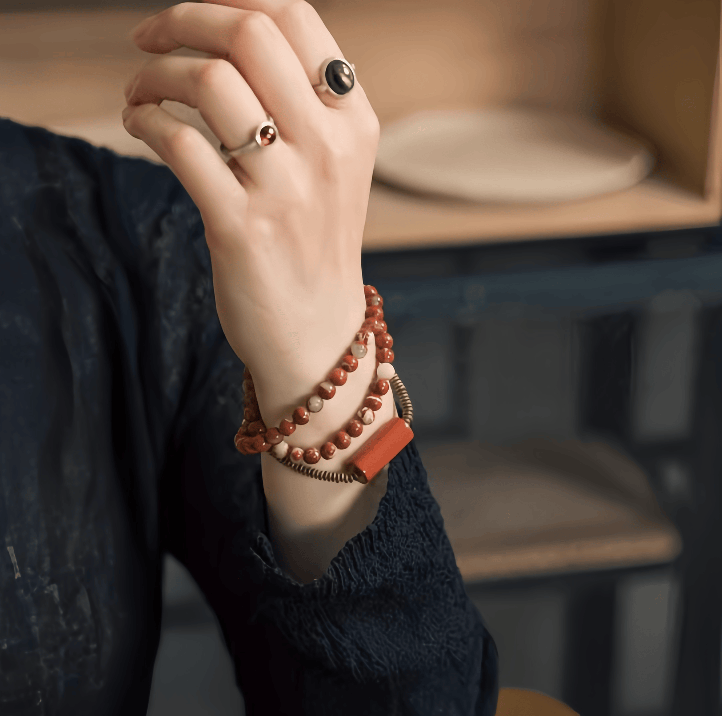 Energy Luxury Original Design Red Gemstone Wrap Bracelet