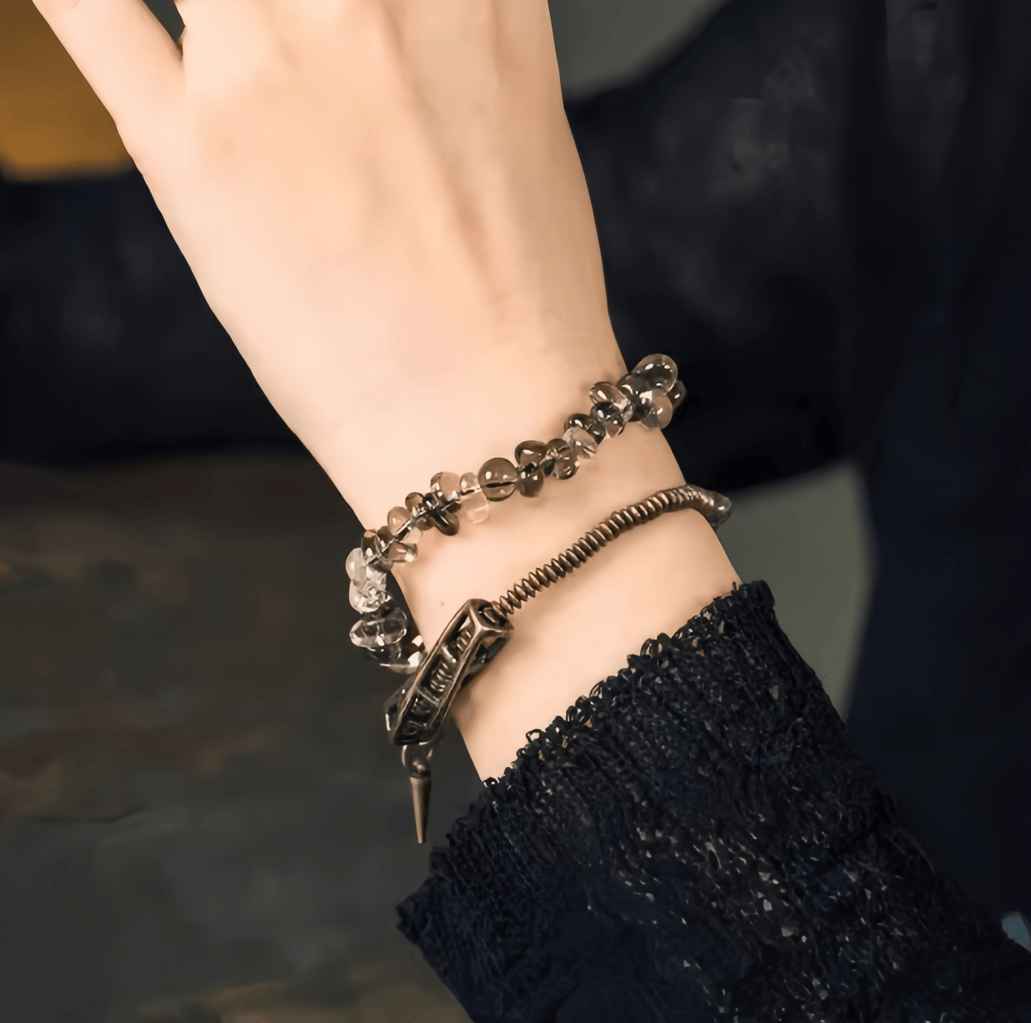 Energy Luxury Original Design Tea & White Crystal Bracelet