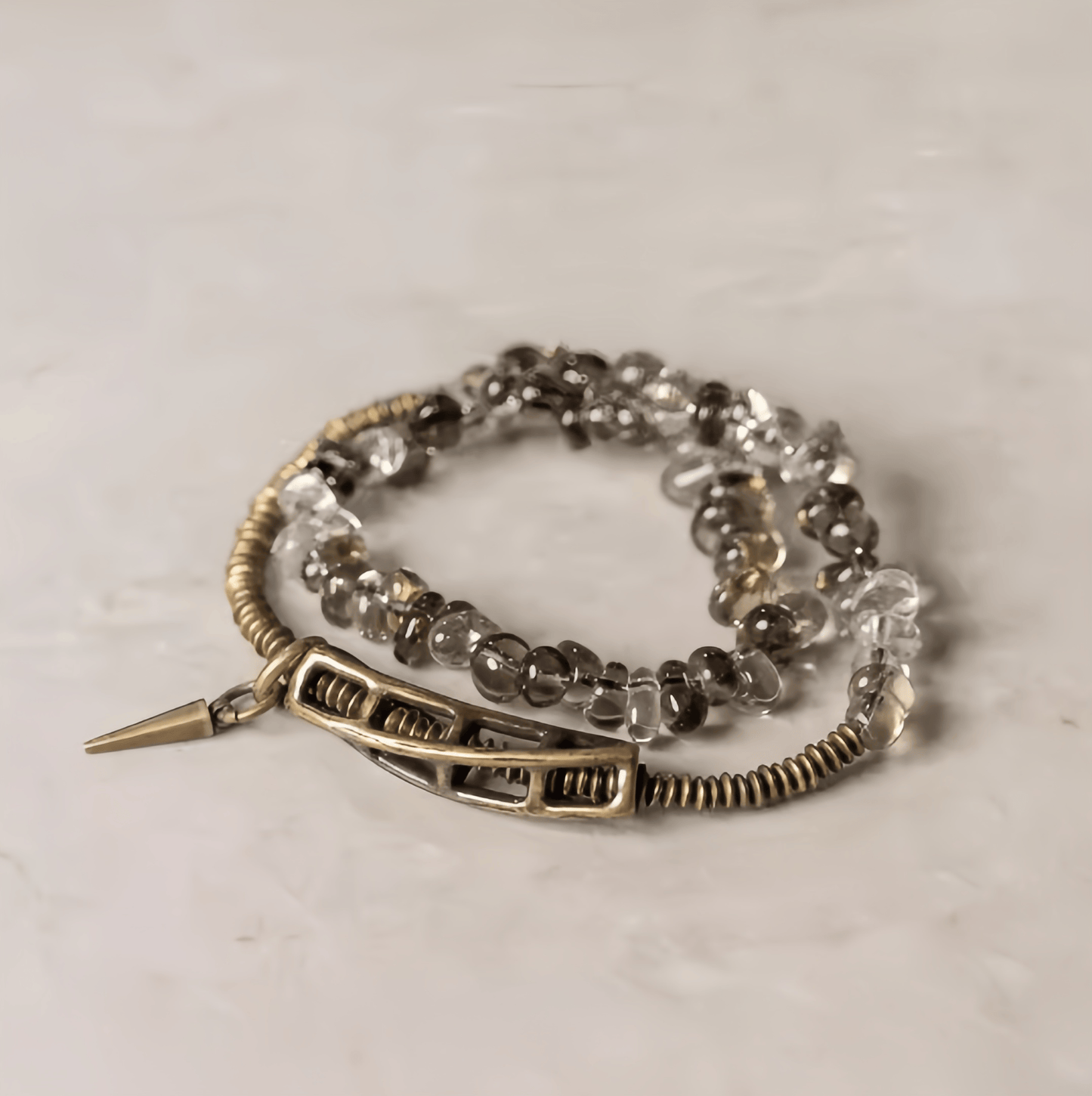 Energy Luxury Original Design Tea & White Crystal Bracelet