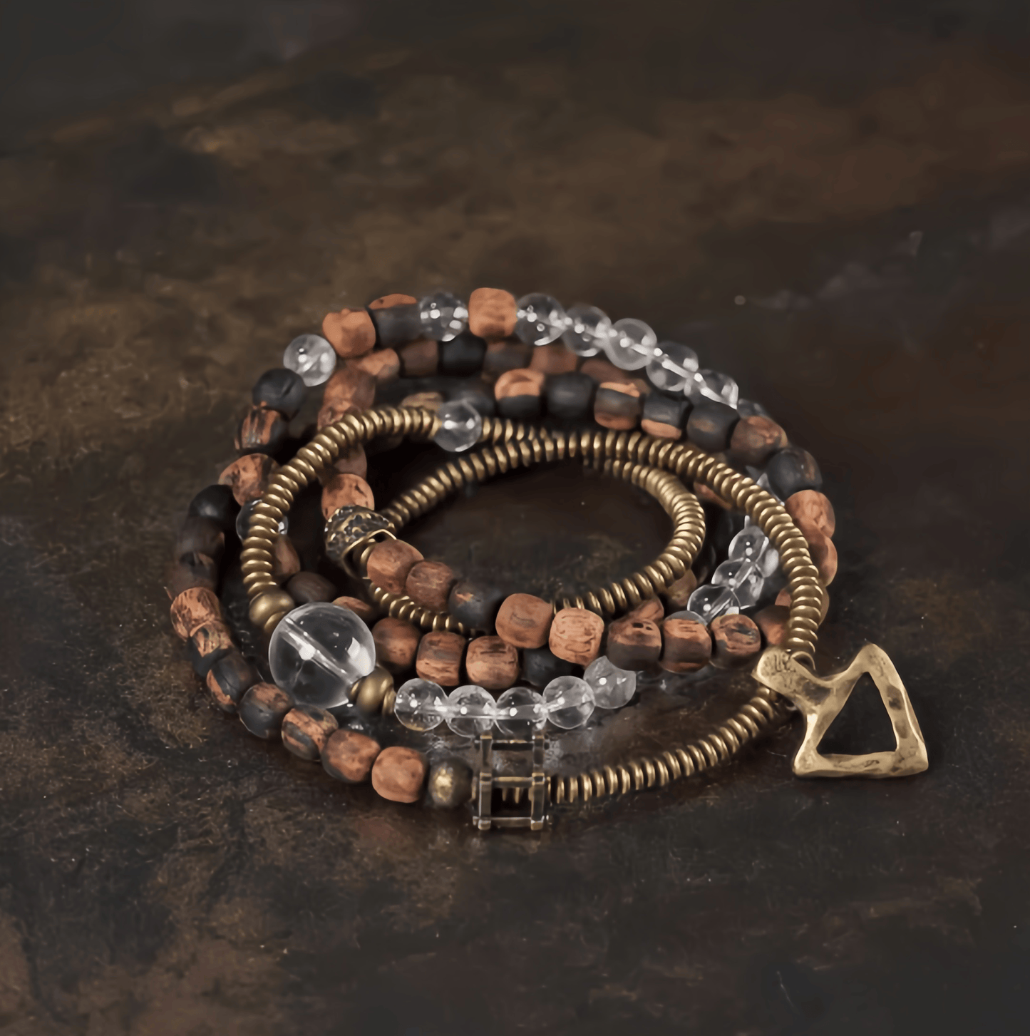 Energy Luxury Original Handmade Multi-Layer Bracelet – Vintage Agarwood & Crystal Artisan Design