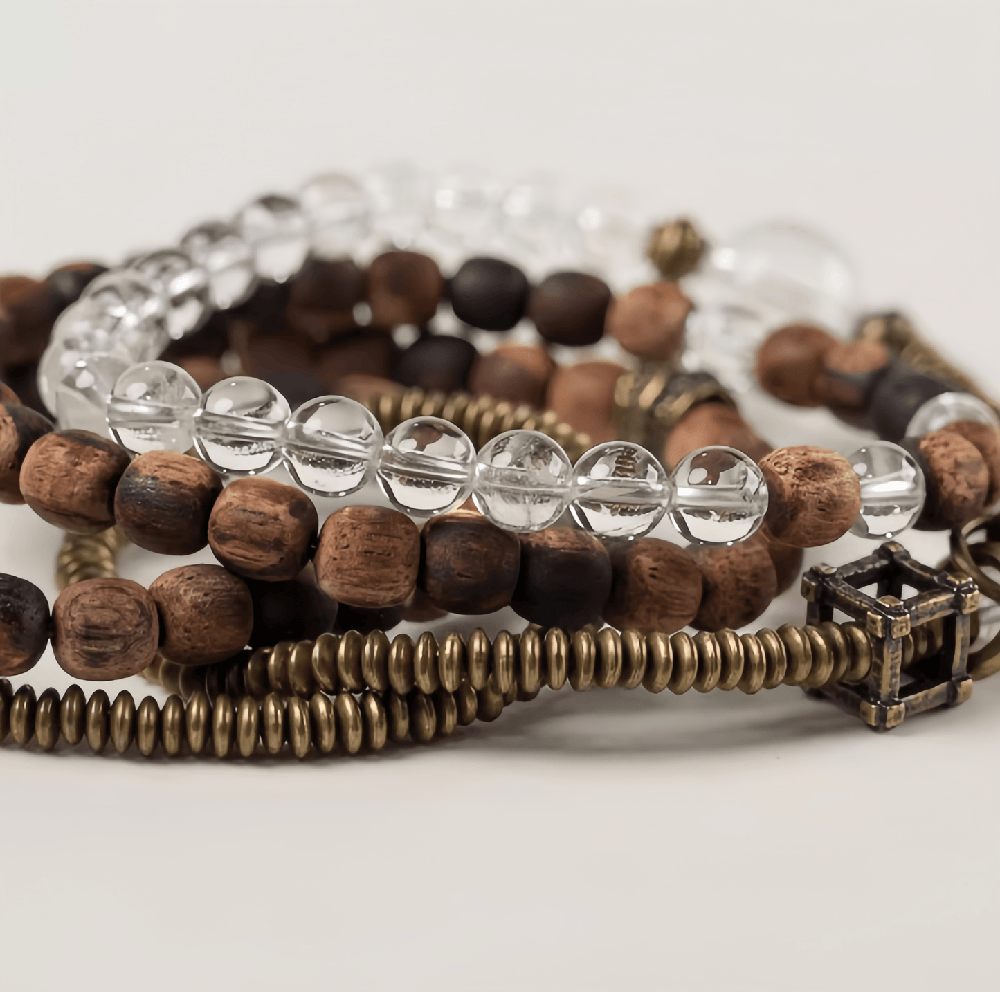 Energy Luxury Original Handmade Multi-Layer Bracelet – Vintage Agarwood & Crystal Artisan Design