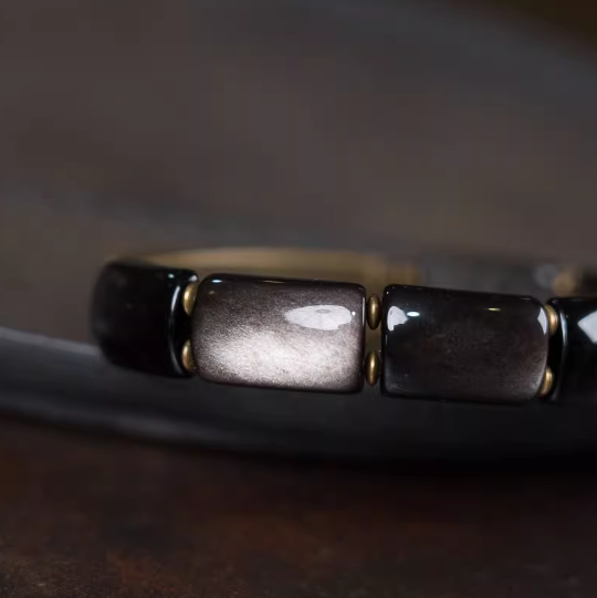 Energy Luxury Original Handmade Obsidian & Silver Bracelet