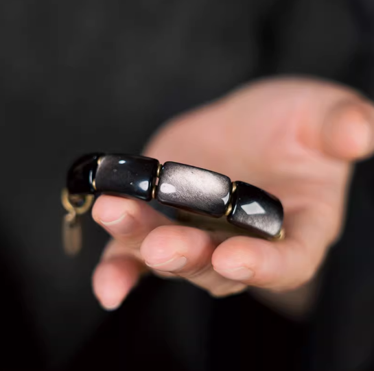 Energy Luxury Original Handmade Obsidian & Silver Bracelet