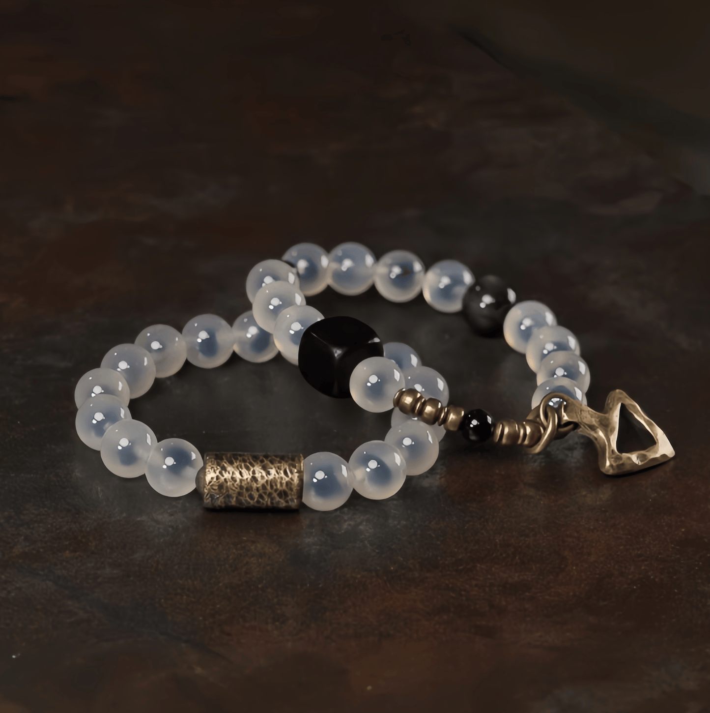 Energy Luxury Original Minimalist Gray Agate Bracelet