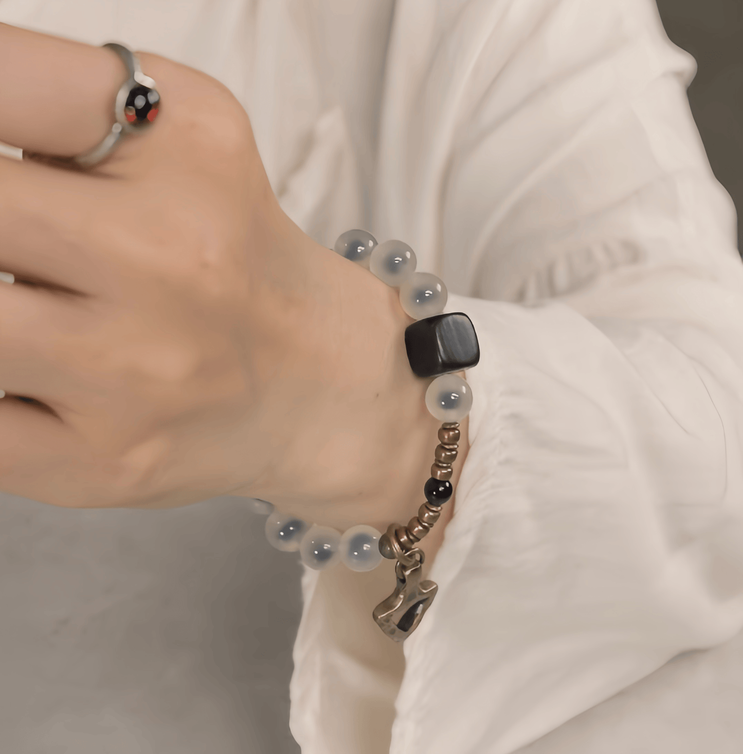Energy Luxury Original Minimalist Gray Agate Bracelet