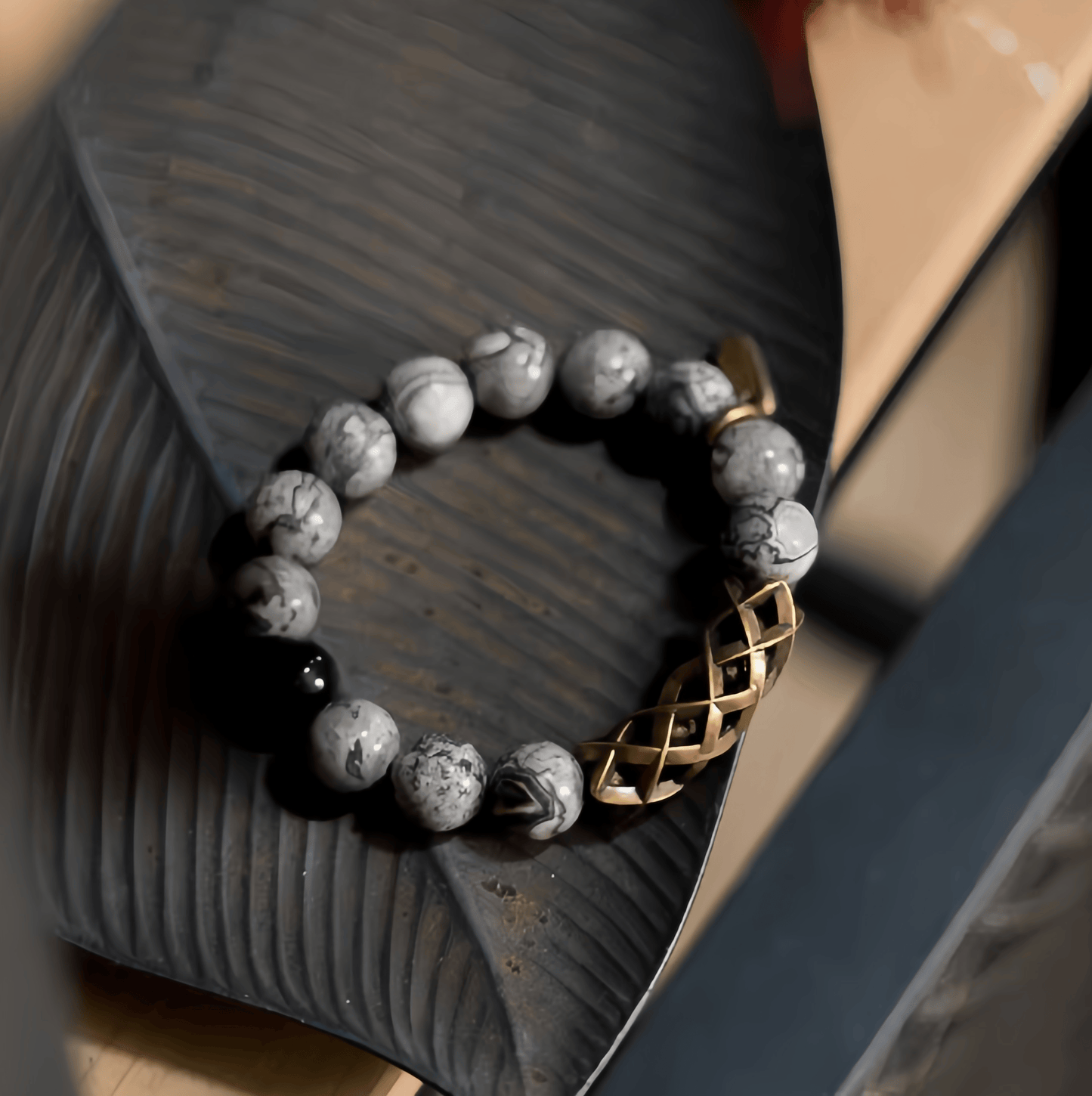 Energy Luxury Original Design Gray Silver Bead Bracelet