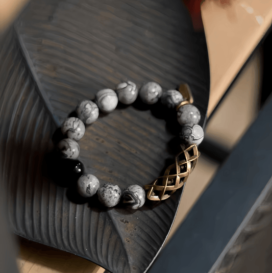 Energy Luxury Original Design Gray Silver Bead Bracelet