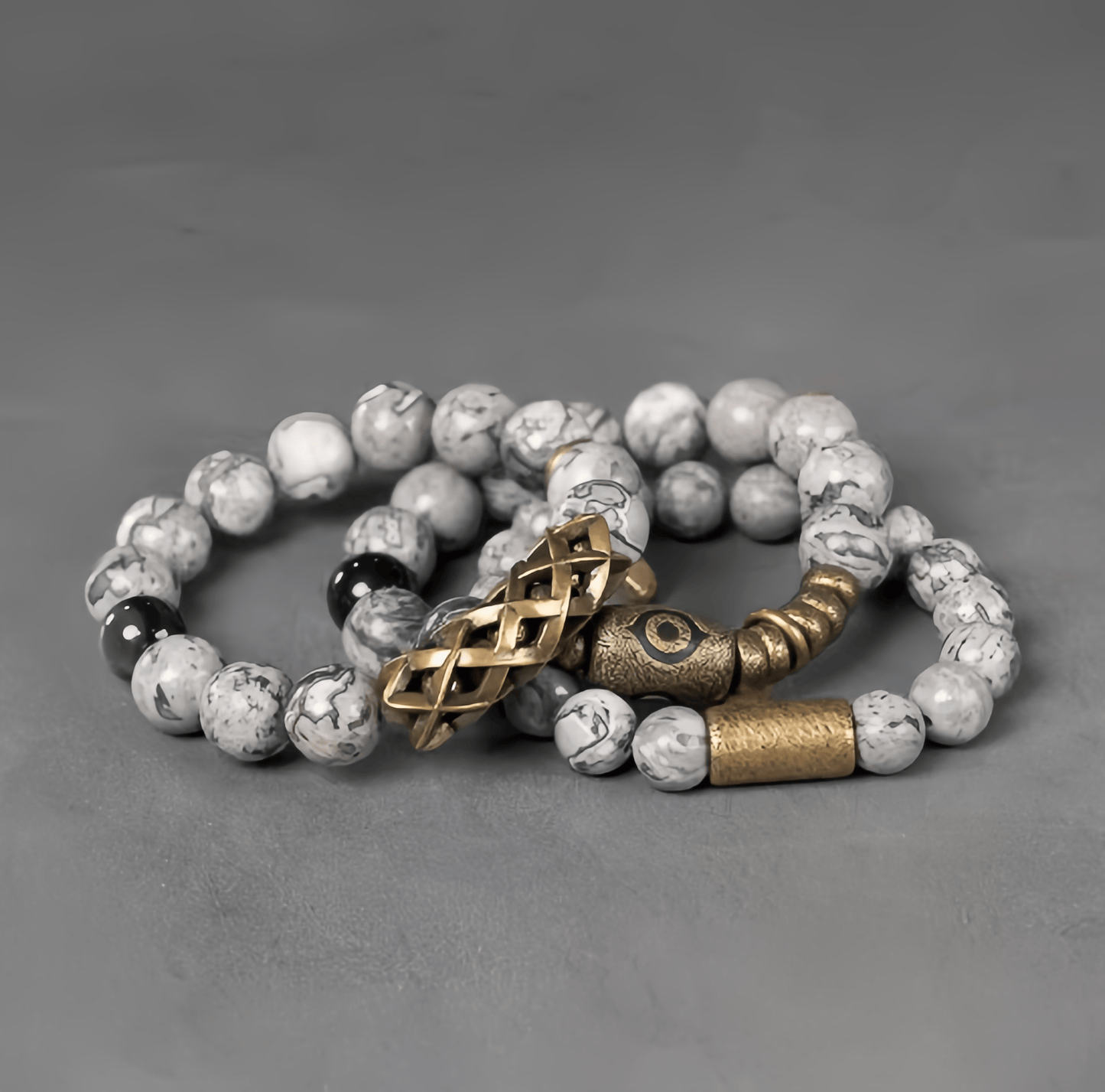 Energy Luxury Original Design Gray Silver Bead Bracelet