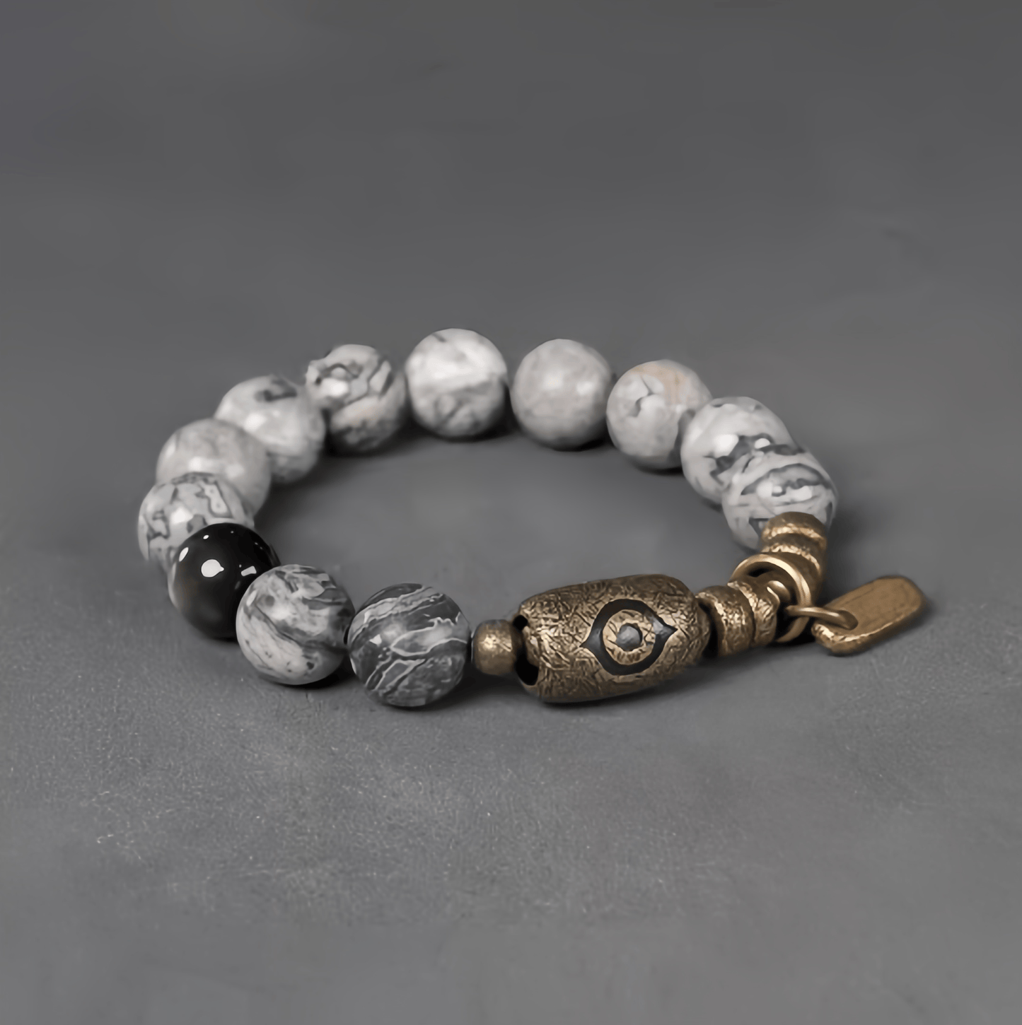 Energy Luxury Original Design Gray Silver Bead Bracelet