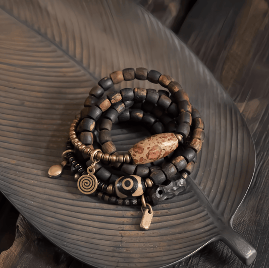 Energy Luxury Original Handmade Double-Wrap Bracelet – Vintage Agarwood Beads