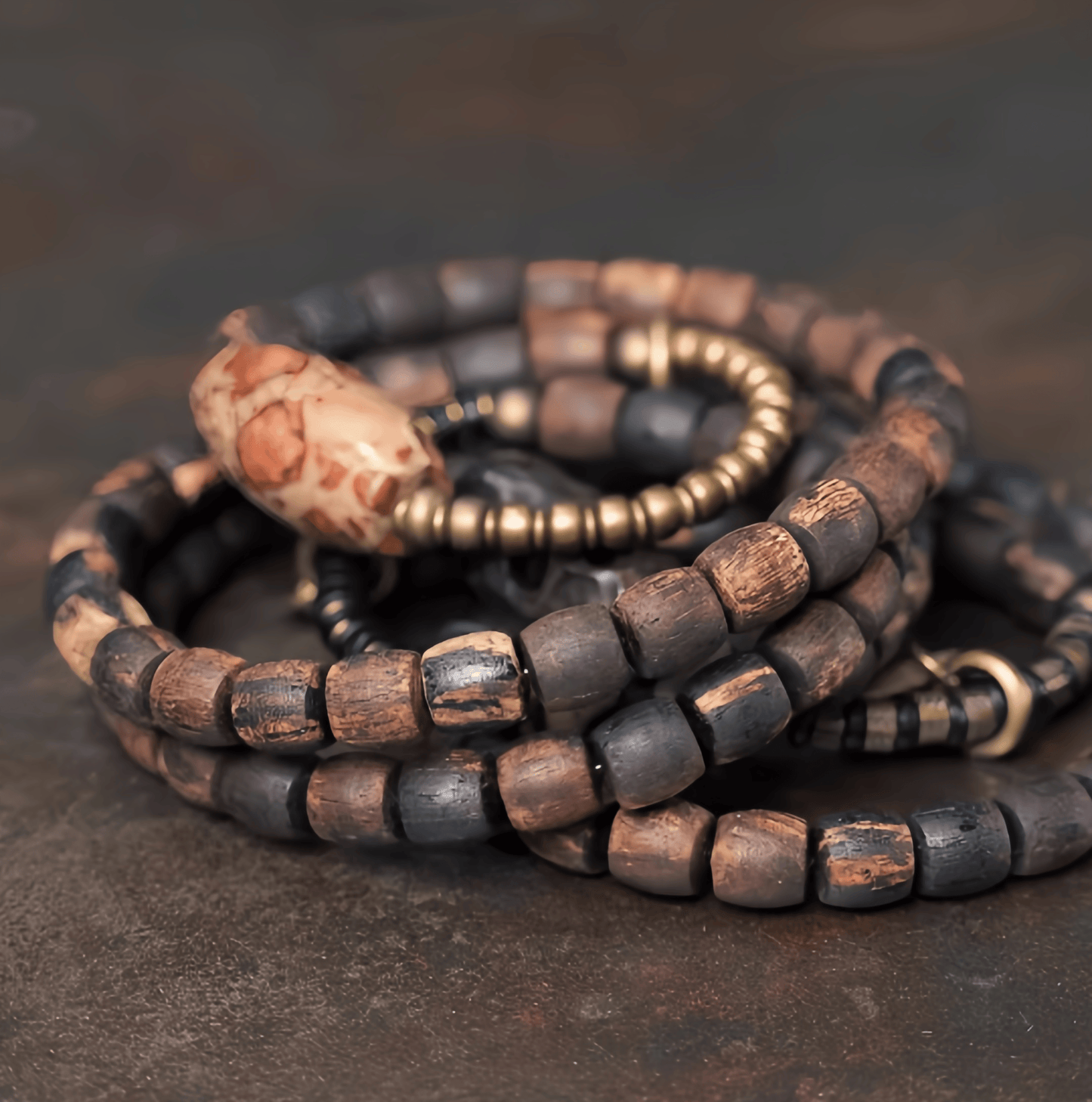 Energy Luxury Original Handmade Double-Wrap Bracelet – Vintage Agarwood Beads