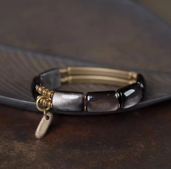 Energy Luxury Original Handmade Obsidian & Silver Bracelet