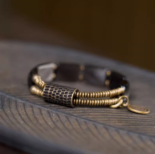 Energy Luxury Original Handmade Obsidian & Silver Bracelet