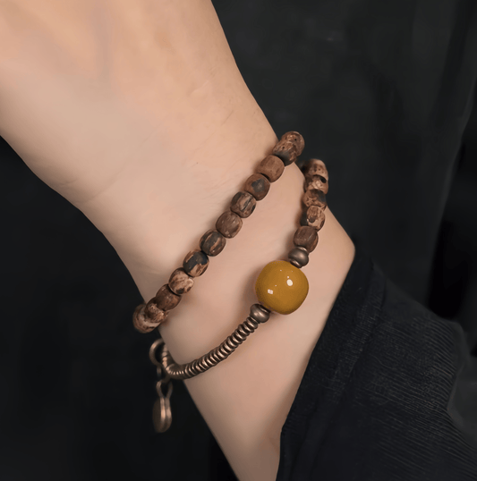Energy Luxury Original Handmade Vintage Agarwood Bracelet – Retro Wooden Artisan Wrist Jewelry