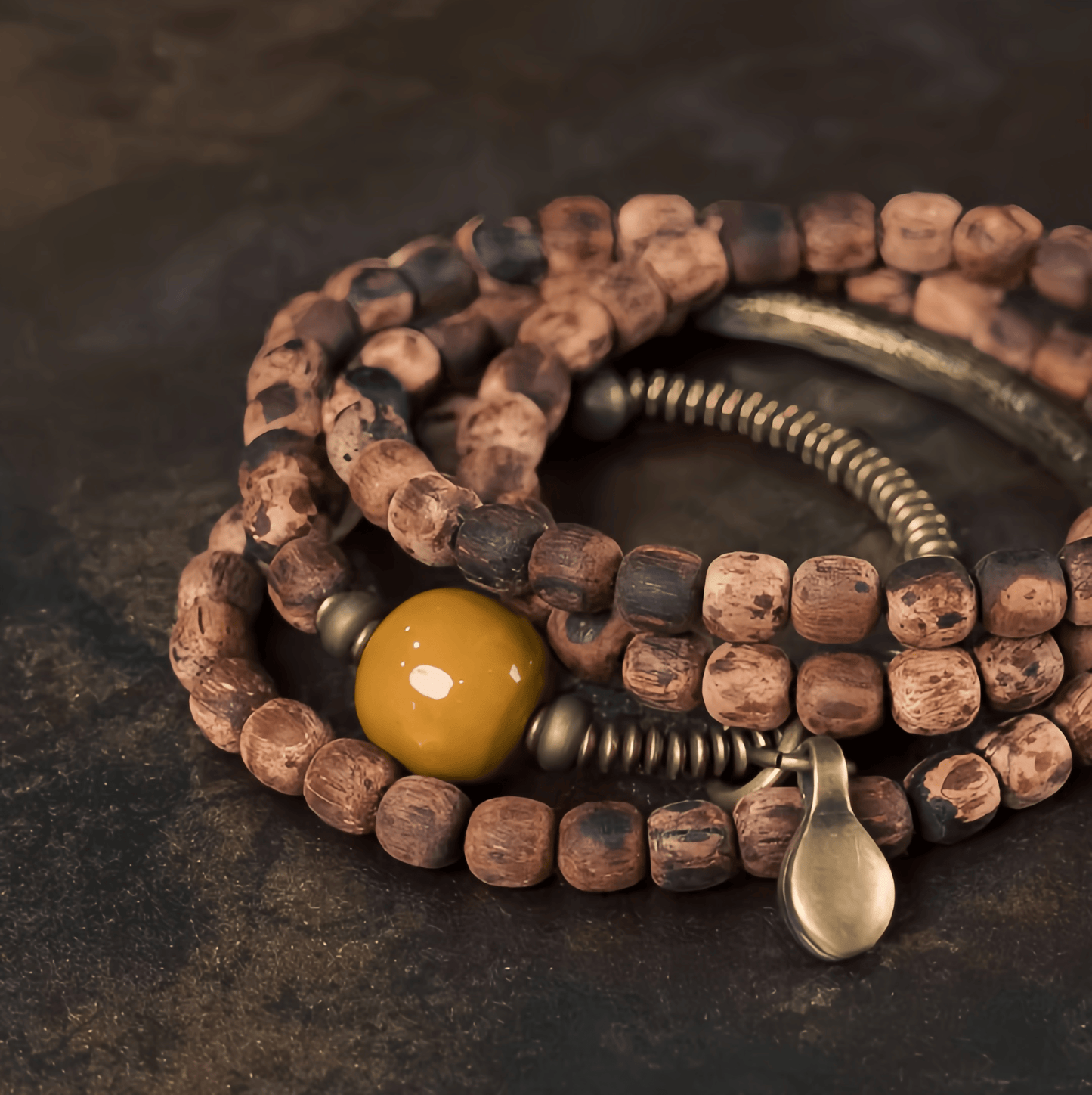 Energy Luxury Original Handmade Vintage Agarwood Bracelet – Retro Wooden Artisan Wrist Jewelry