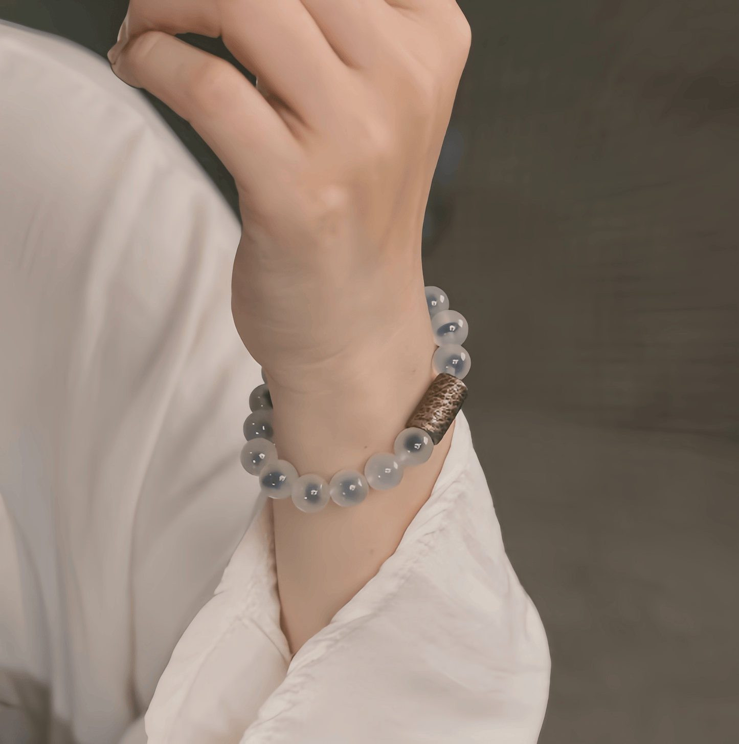 Energy Luxury Original Minimalist Gray Agate Bracelet