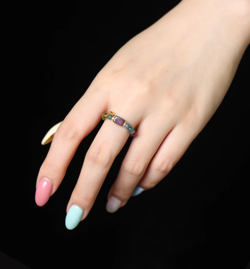 S925 Tourmaline Sugilite Ring