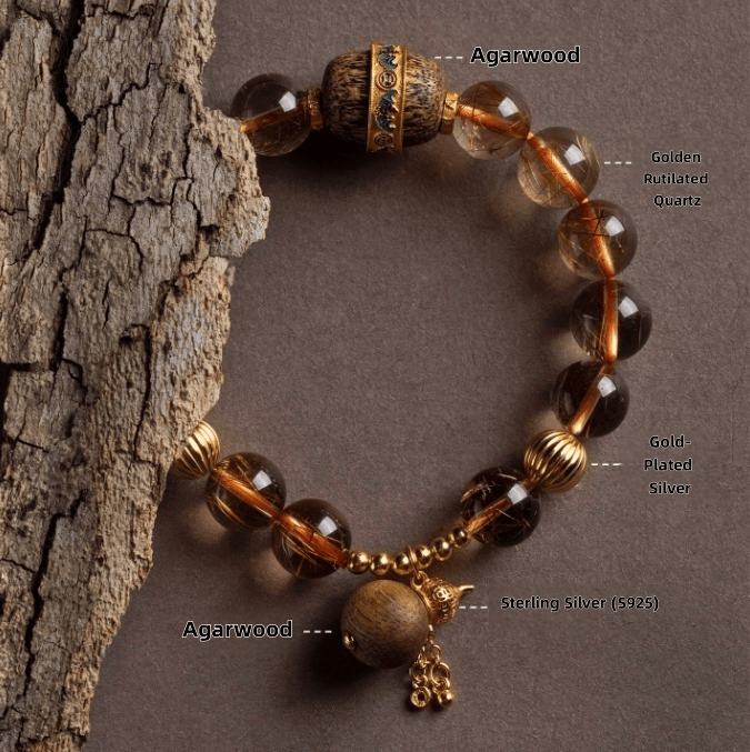Natural Golden Rutilated Quartz Earth Element Bracelet