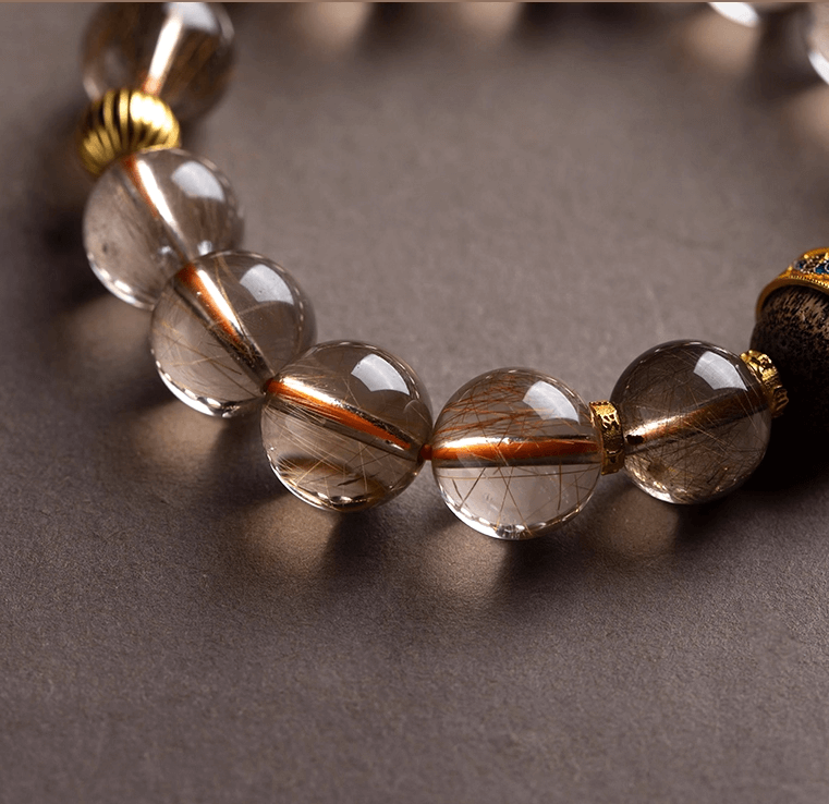 Natural Golden Rutilated Quartz Earth Element Bracelet