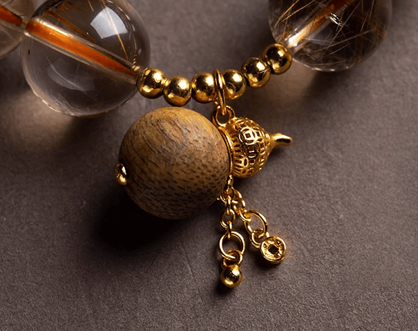 Natural Golden Rutilated Quartz Earth Element Bracelet