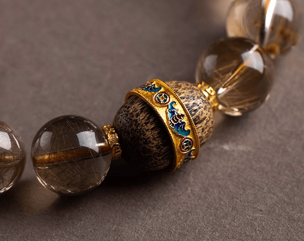 Natural Golden Rutilated Quartz Earth Element Bracelet