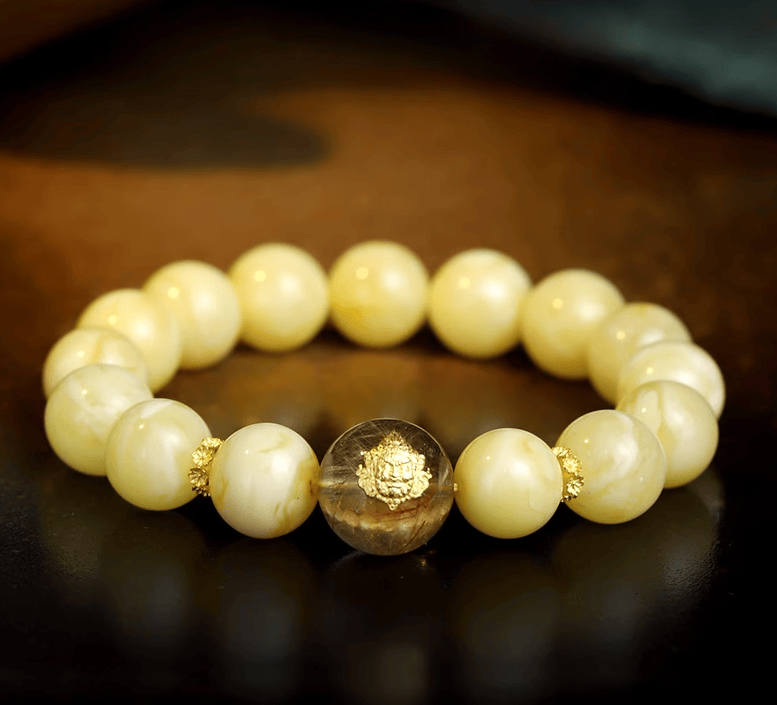 Collector-Grade Natural Amber Earth Element Bracelet-11mm