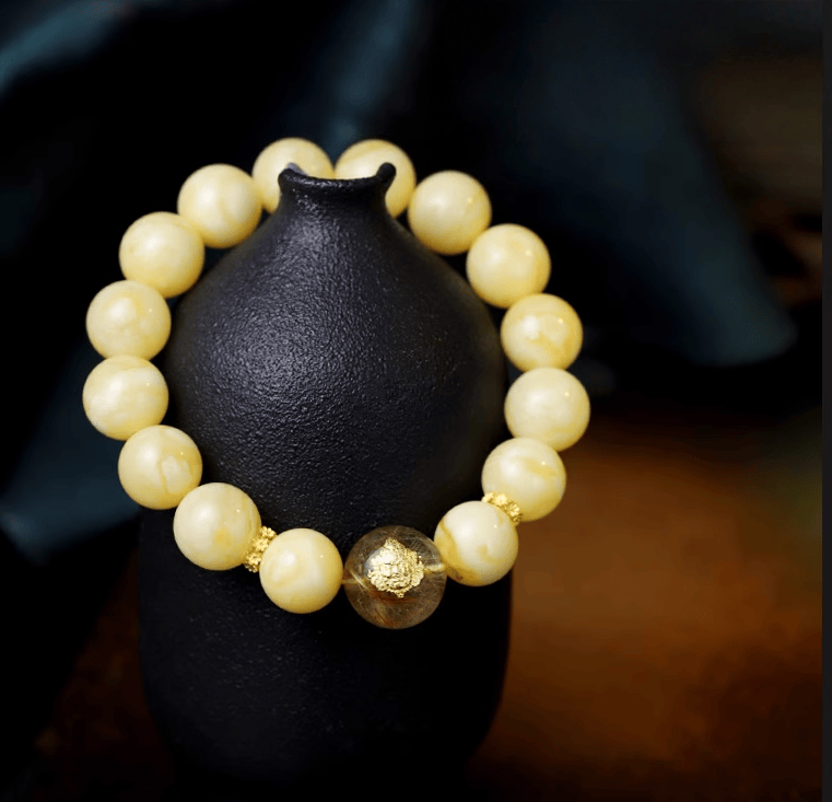 Collector-Grade Natural Amber Earth Element Bracelet-11mm