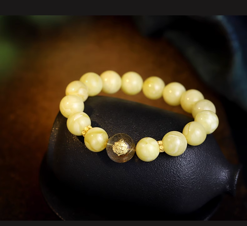 Collector-Grade Natural Amber Earth Element Bracelet-11mm