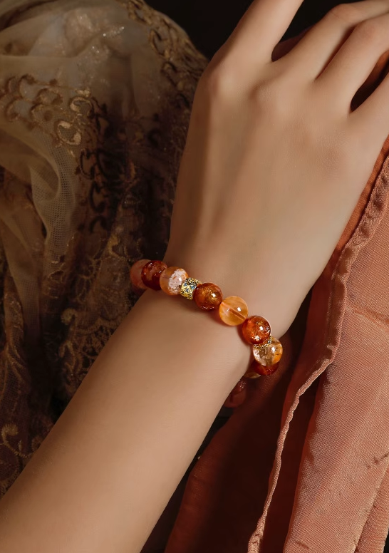 The Flame of Passion – Natural Blood Frost Phantom Quartz Fire Element Bracelet