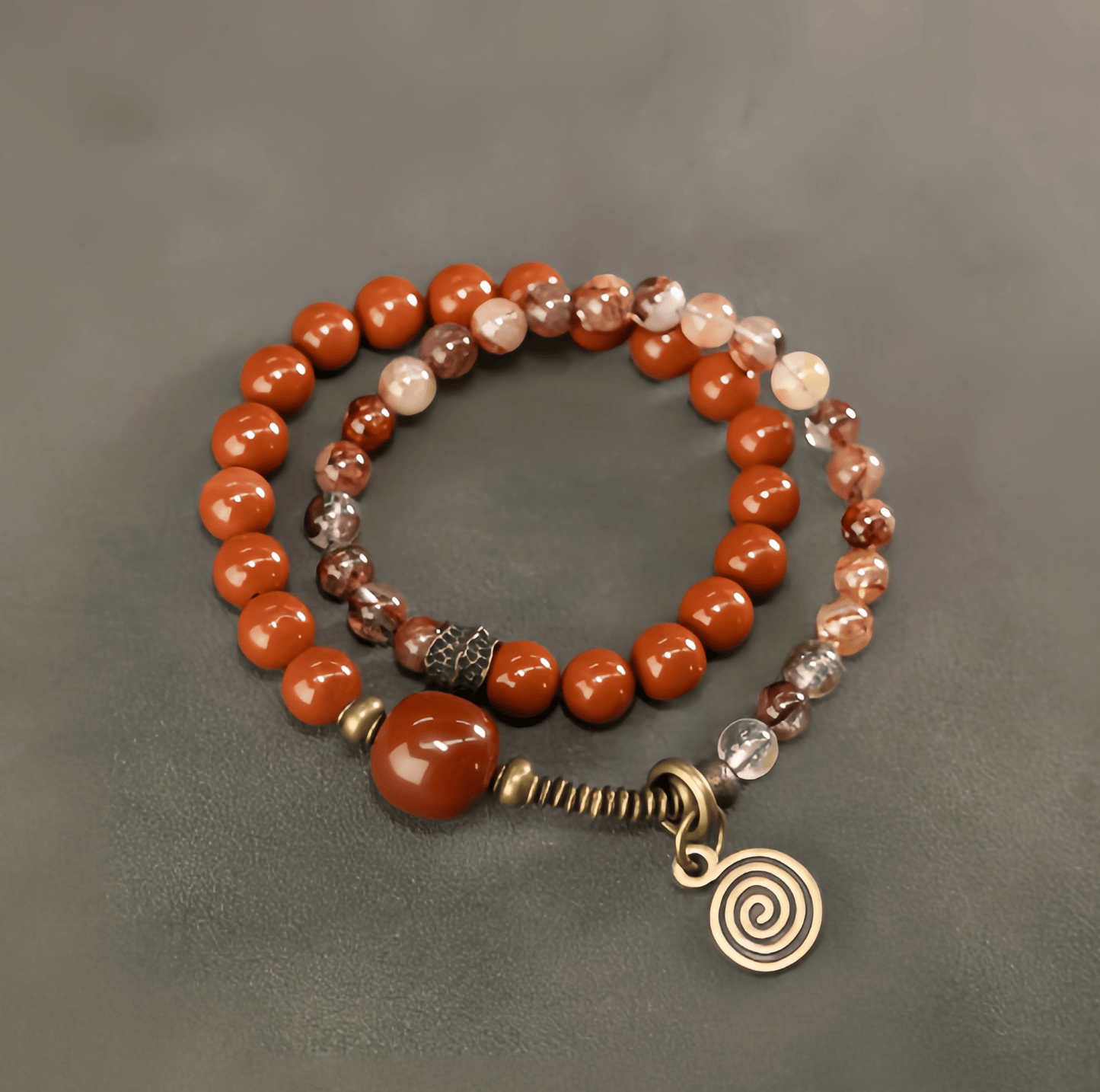 Energy Luxury Unique Red Stone Crystal Double-Strand Bracelet-A