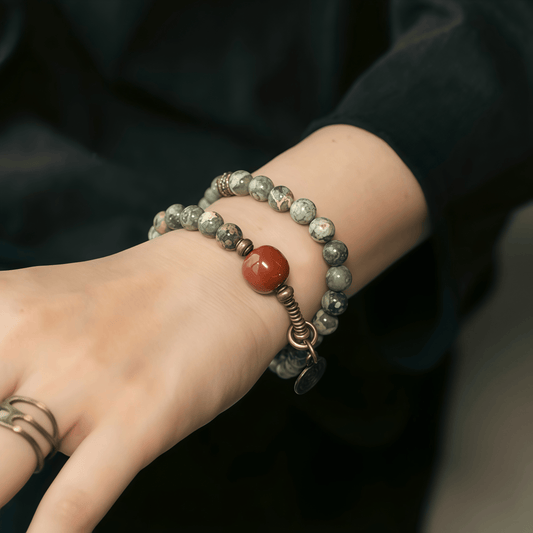 Energy Luxury Unique Red Stone Crystal Double-Strand Bracelet-B