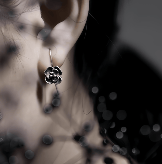 Energy Luxury Vintage 925 Thai Silver Flower Earrings – Handcrafted & Unique