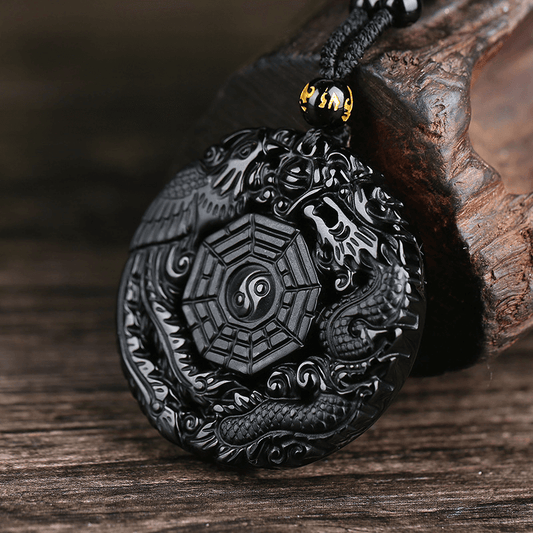 Bagua Protection Amulet – Obsidian & Brass Energy Shield