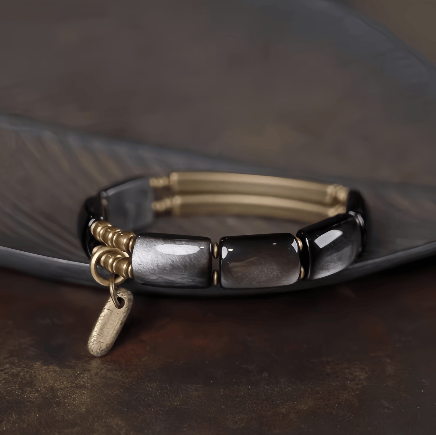 Energy Luxury Handcrafted Obsidian & Silver Obsidian Bracelet