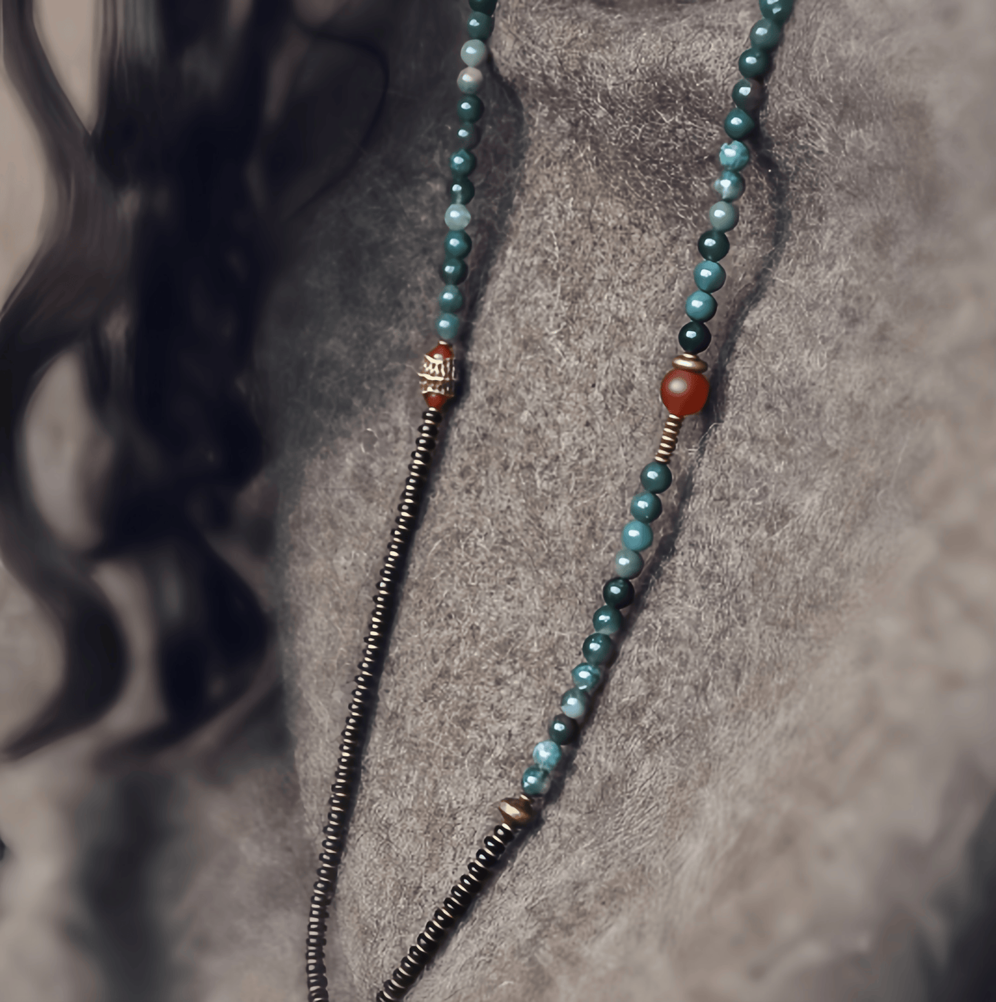 Energy Luxury Multi-Strand Moss Agate Bead Bracelet