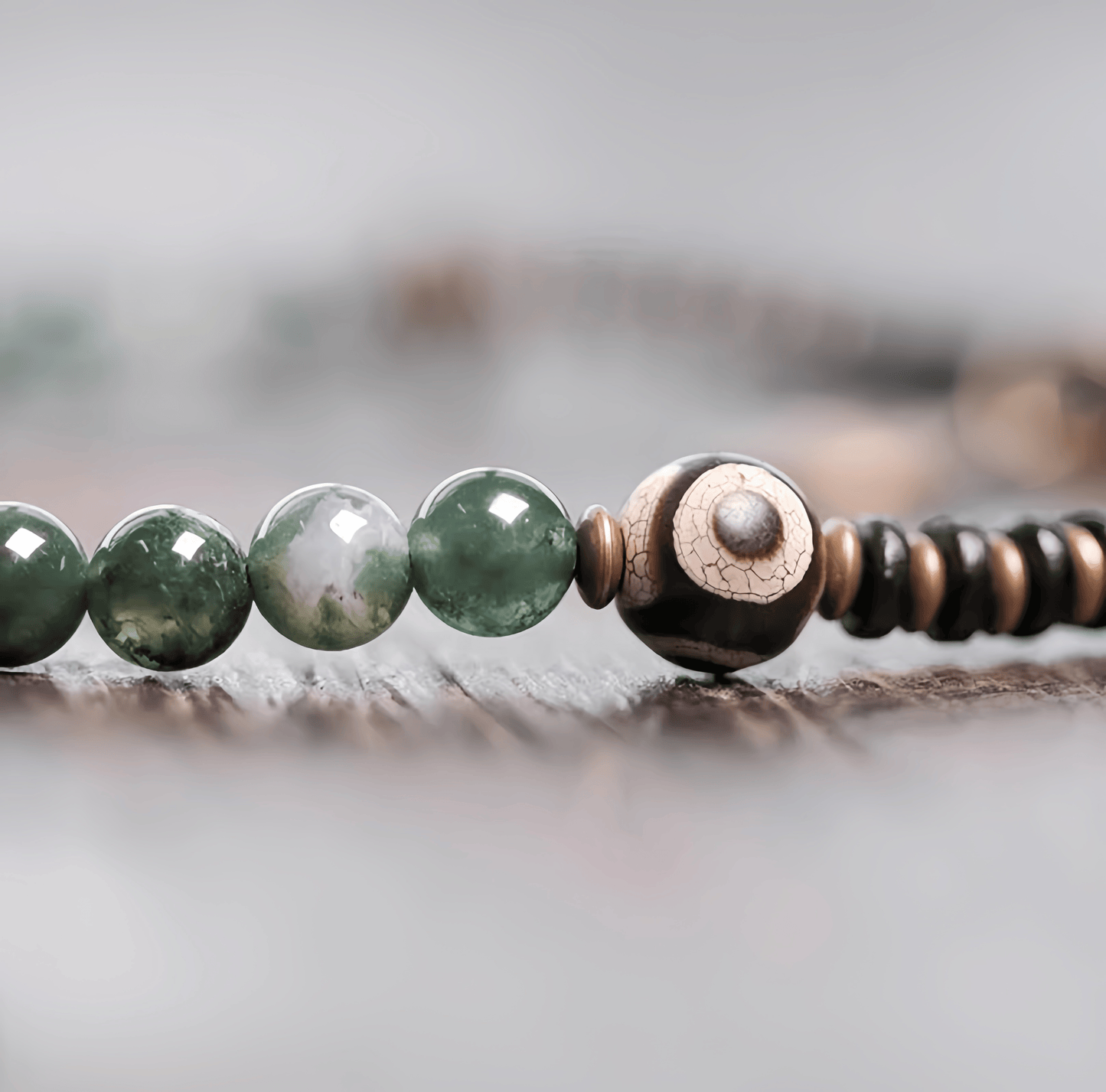 Energy Luxury Multi-Strand Moss Agate Bead Bracelet