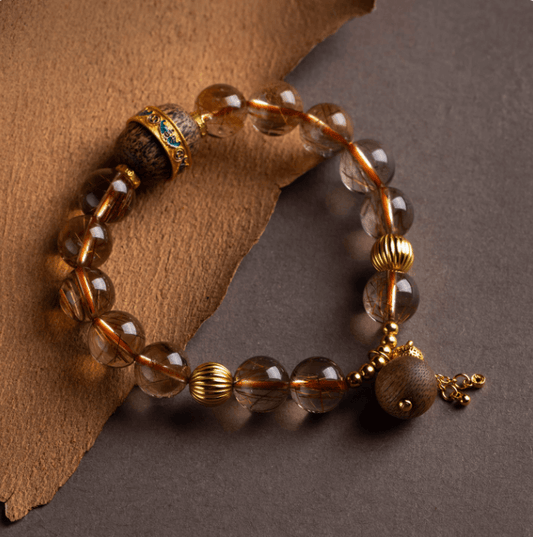 Natural Golden Rutilated Quartz Earth Element Bracelet