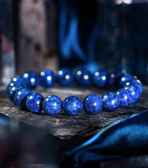 Natural Gem-Grade South African Rare Mine Interstellar Blue Sugilite Bracelet