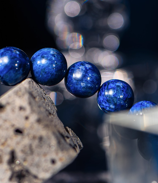 Natural Gem-Grade South African Rare Mine Interstellar Blue Sugilite Bracelet