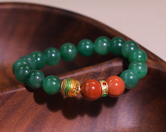 The Root of Growth – Green Aventurine Wood Element Bracelet